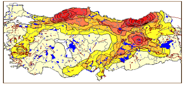 Türkiye heyelan dağılım haritası